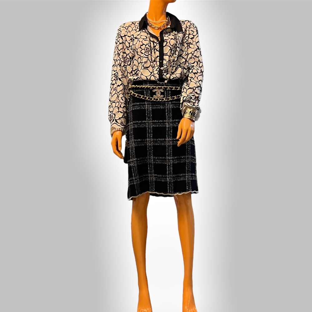 DRESS BARN Plus Size Plaid Lace Hem Windowpane Tailored Pencil Skirt